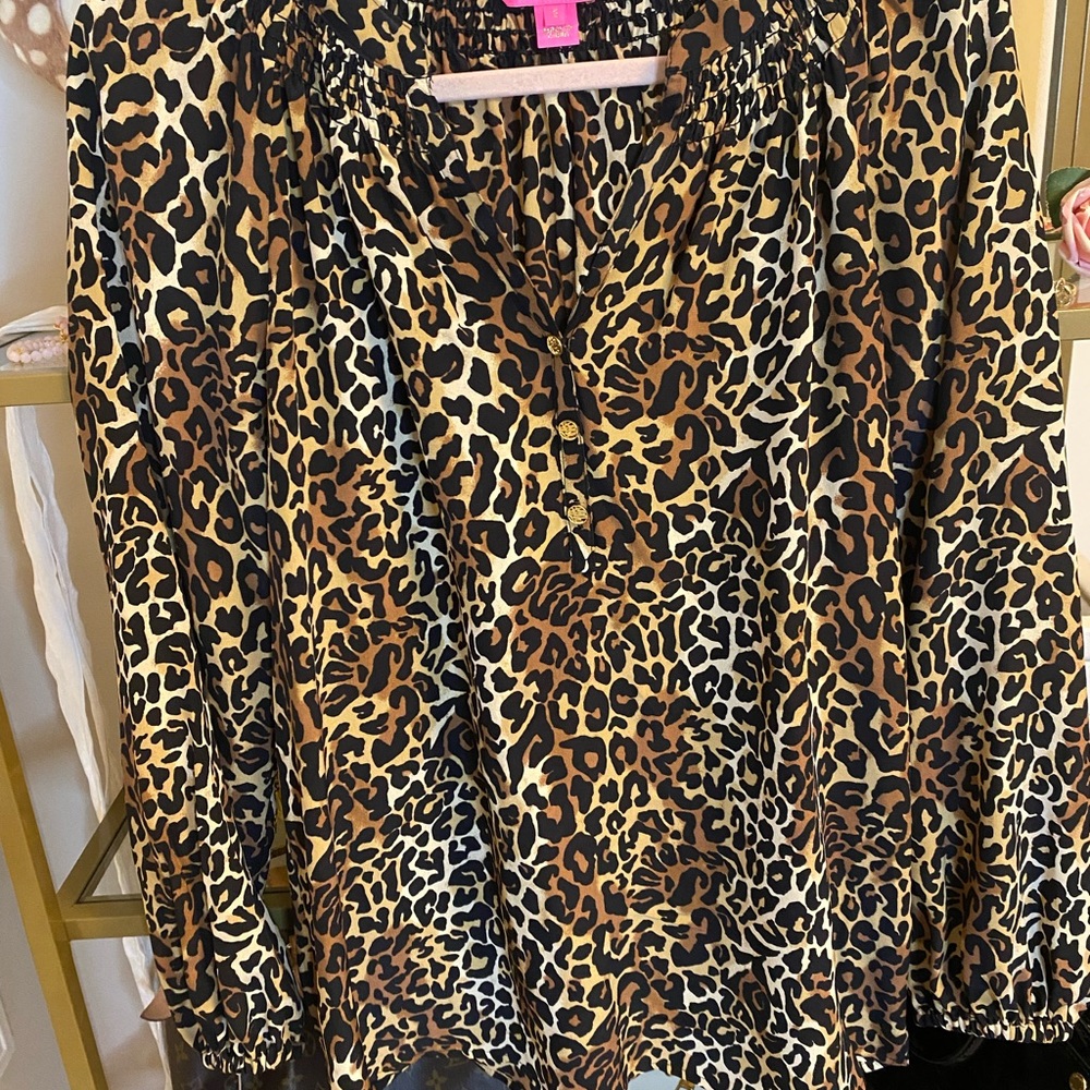 Lilly Pulitizer Elsa Blouse Small Leopard RARE